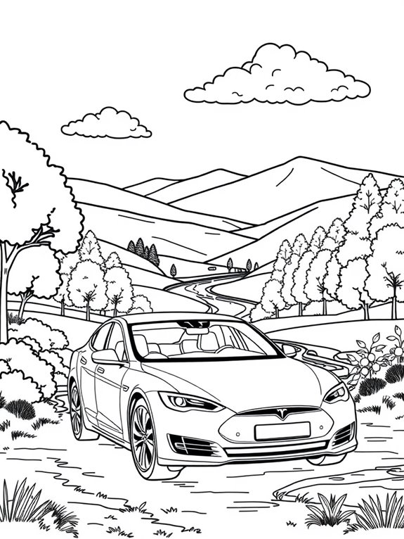 tesla model s coloring page