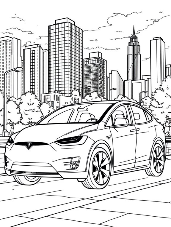 tesla model x coloring page