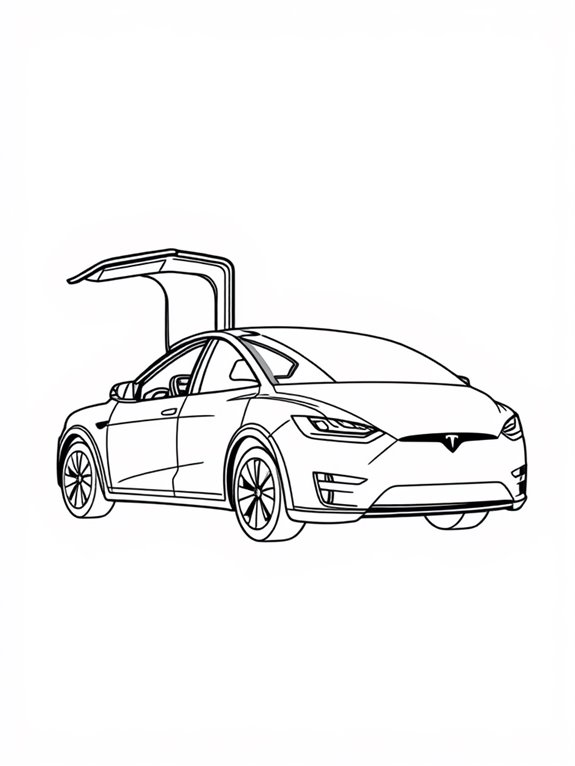 tesla model x coloring page