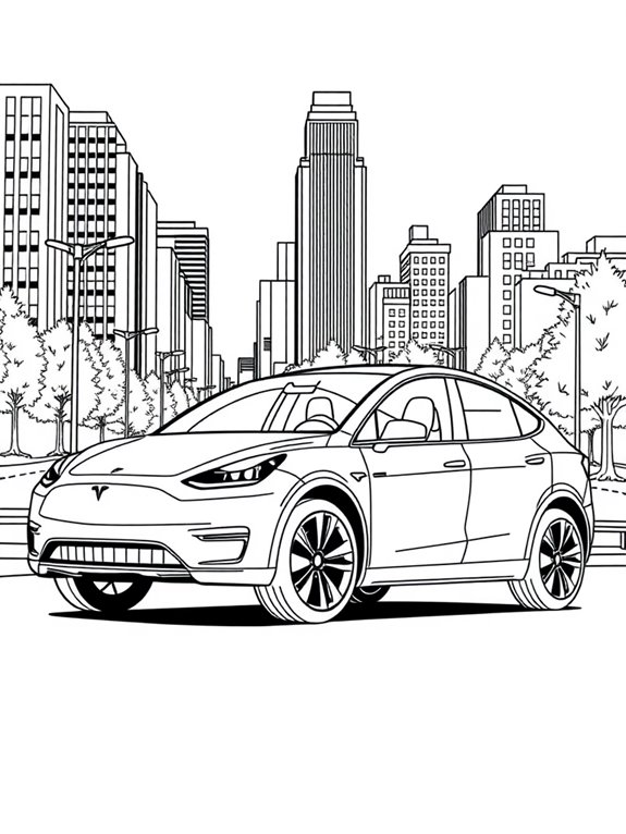 tesla model y coloring page