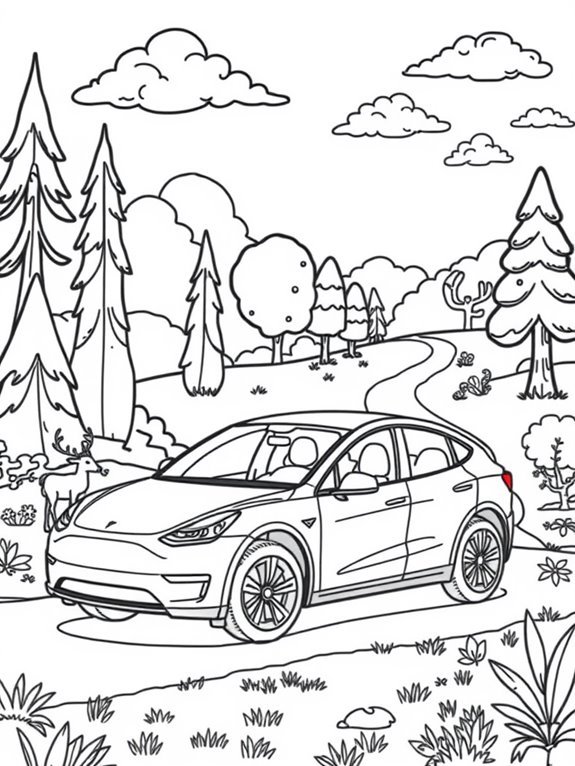 tesla model y nature fun