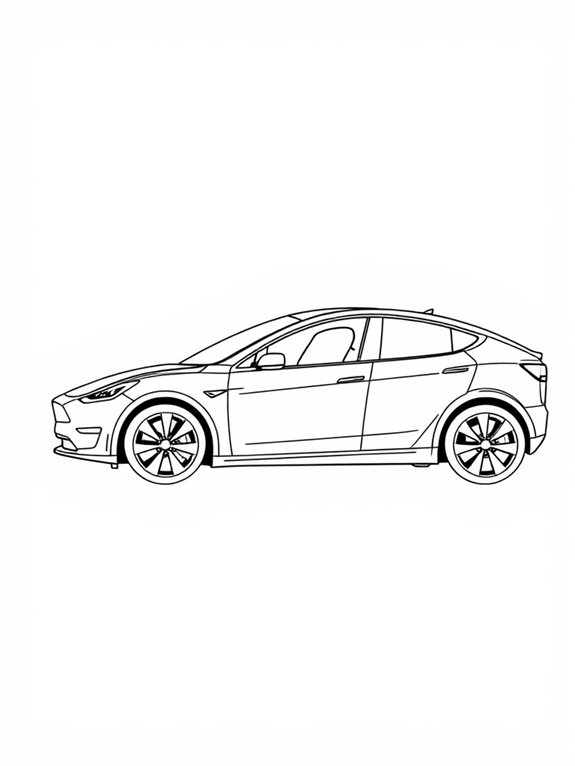 tesla model y outline art