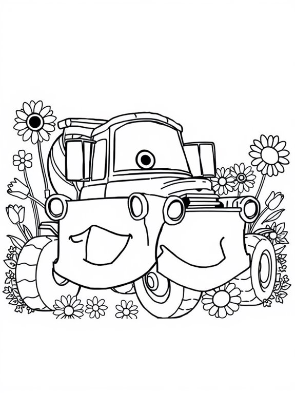 tow mater flower coloring