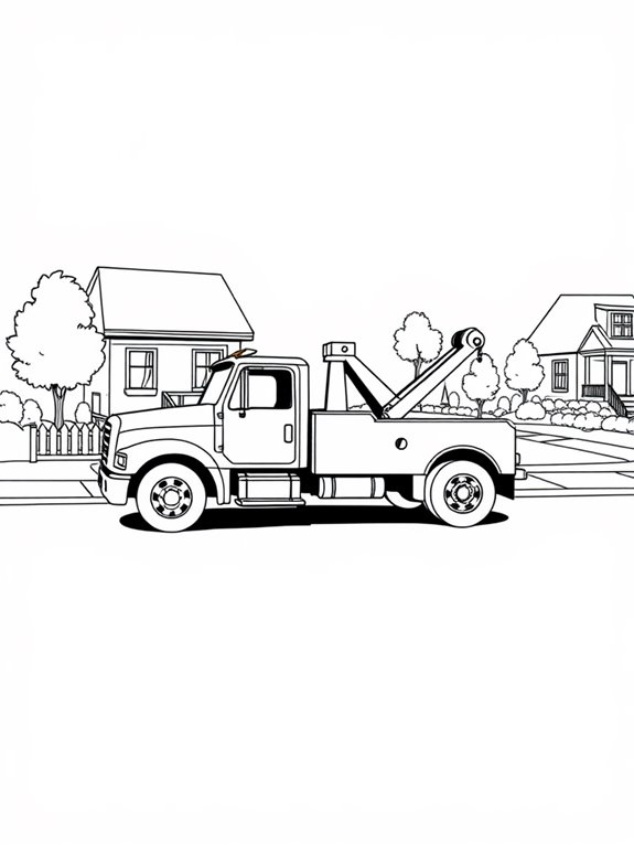 tow truck neighborhood scene