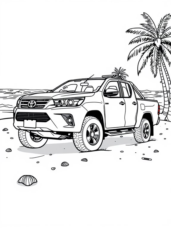 toyota hilux beach scene