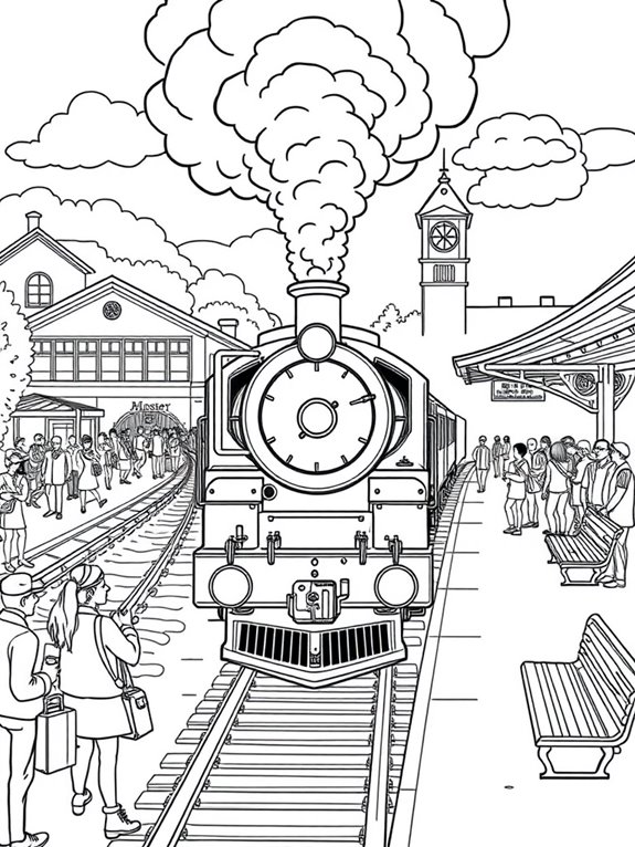 train station coloring page