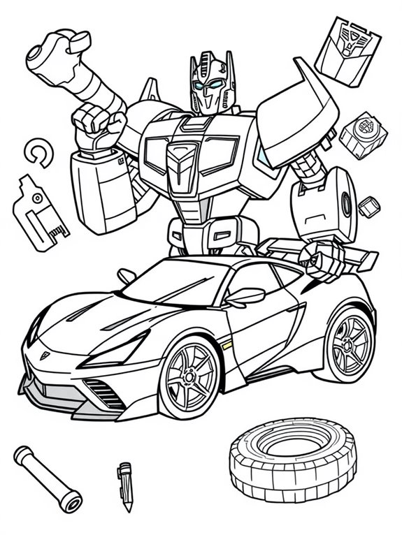 transformers car coloring fun