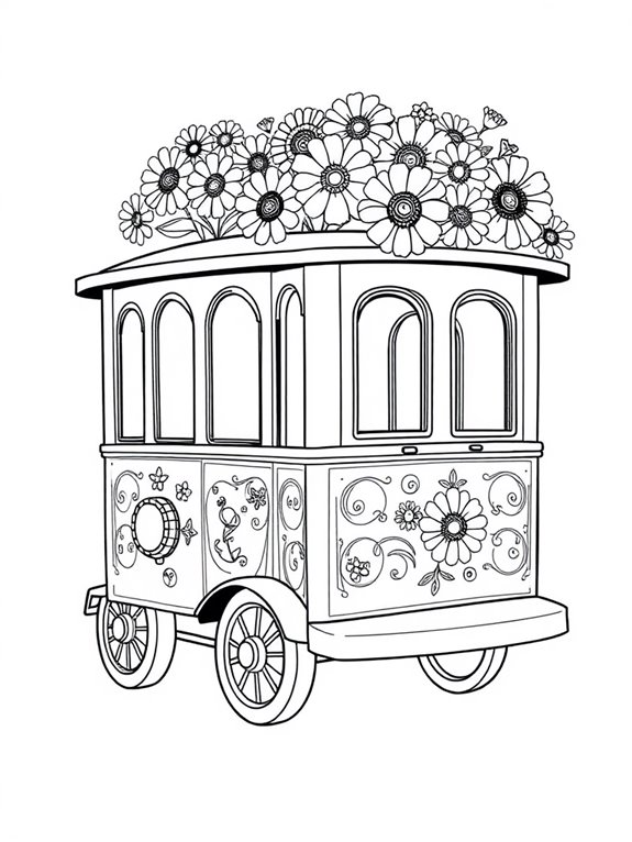 trolley adorned with flowers