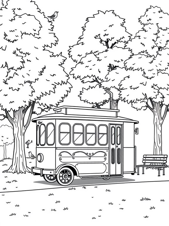 trolley surrounded by trees