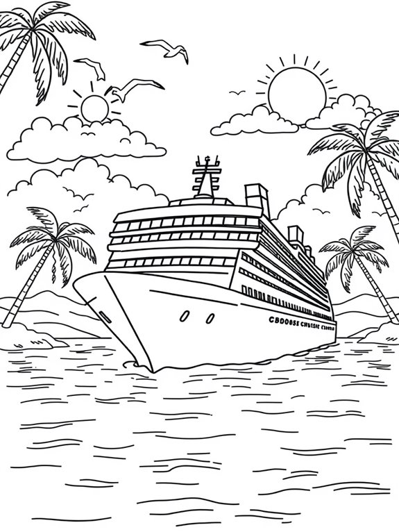 tropical cruise ship scene