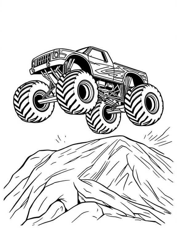 truck jumping line art