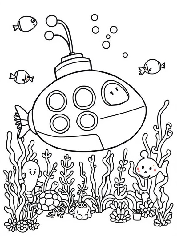 underwater submarine coloring page