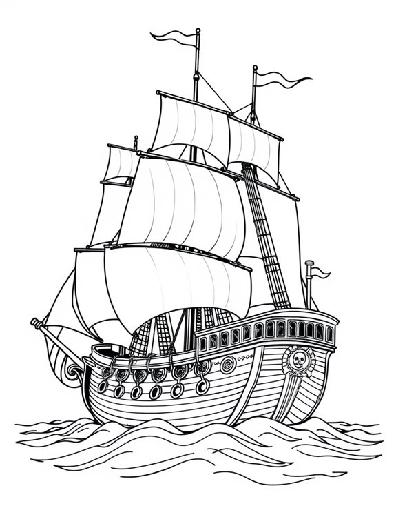 vintage pirate ship illustration