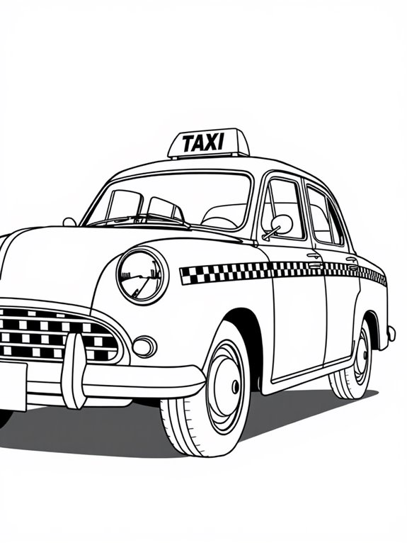 vintage taxi cab illustration