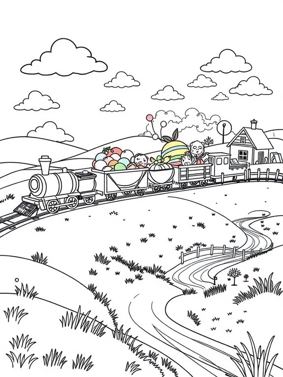 whimsical countryside freight train