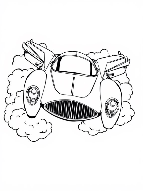 whimsical flying bond car