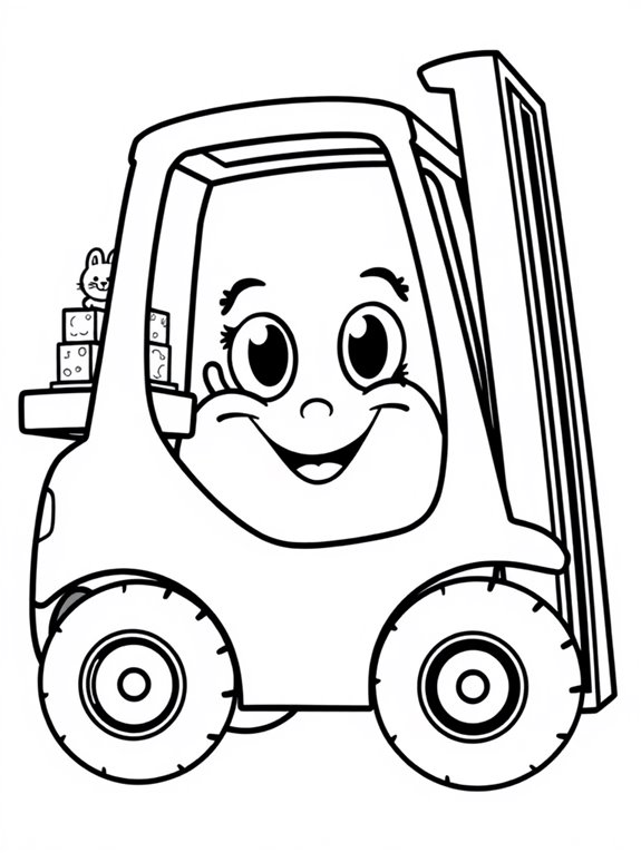 whimsical forklift coloring page