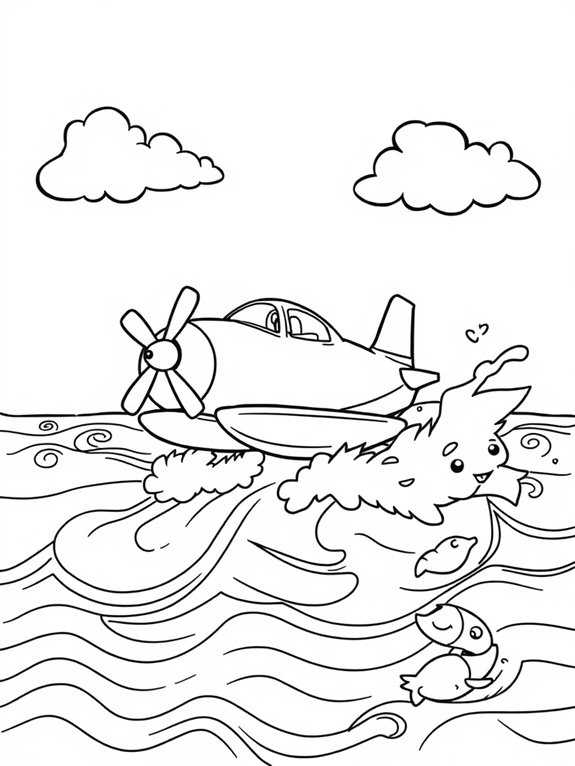 whimsical hydroplane coloring page