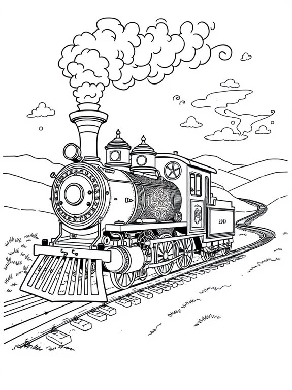 whimsical steam engine illustration