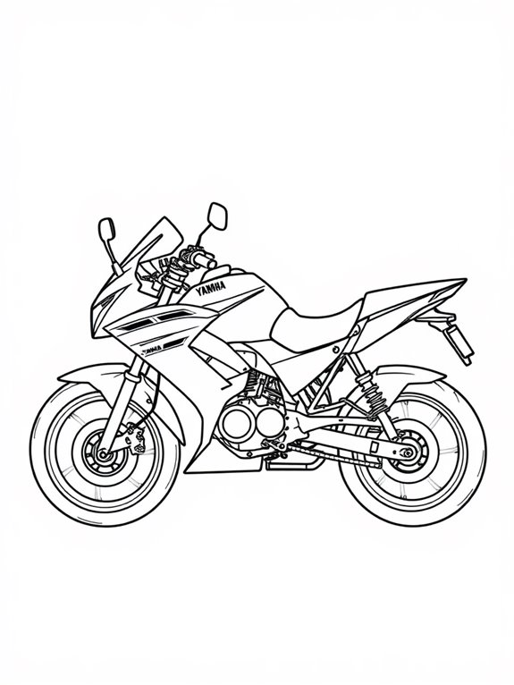 yamaha motorcycle coloring page