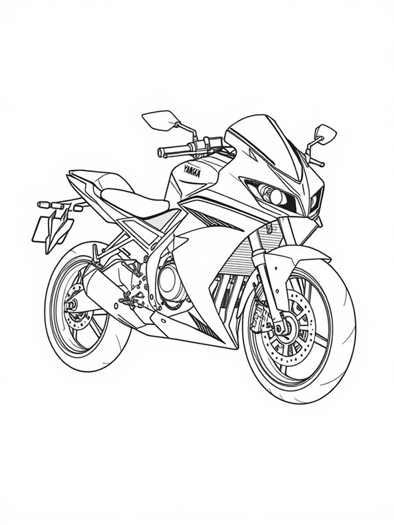 yamaha motorcycle coloring page