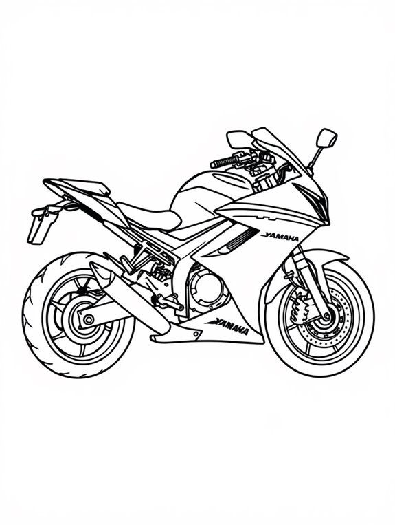 yamaha motorcycle coloring page