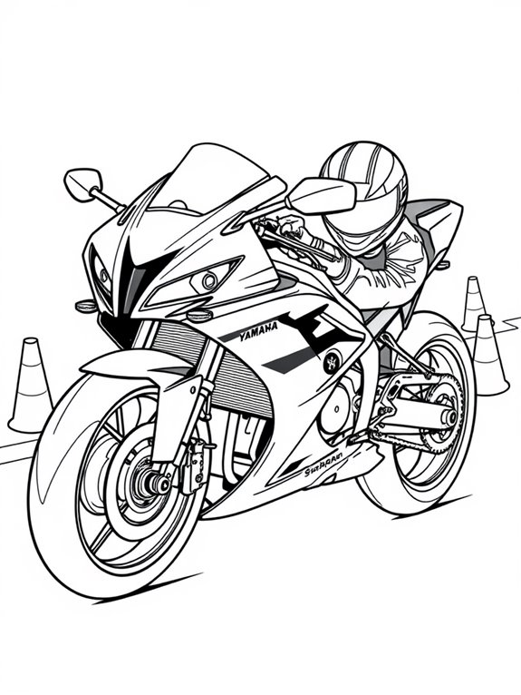 yamaha motorcycle coloring page