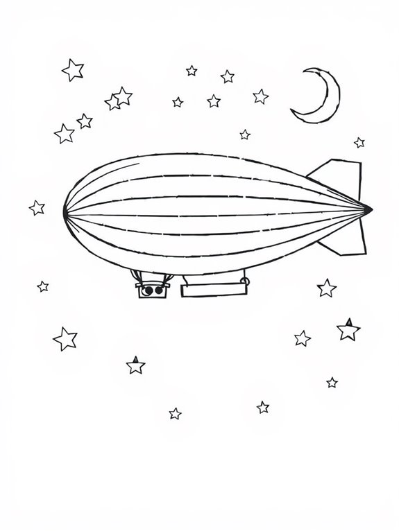 zeppelin with stars moon